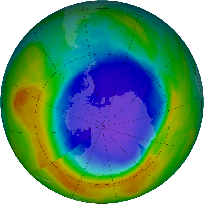 Antarctic ozone map for 30 September 2004